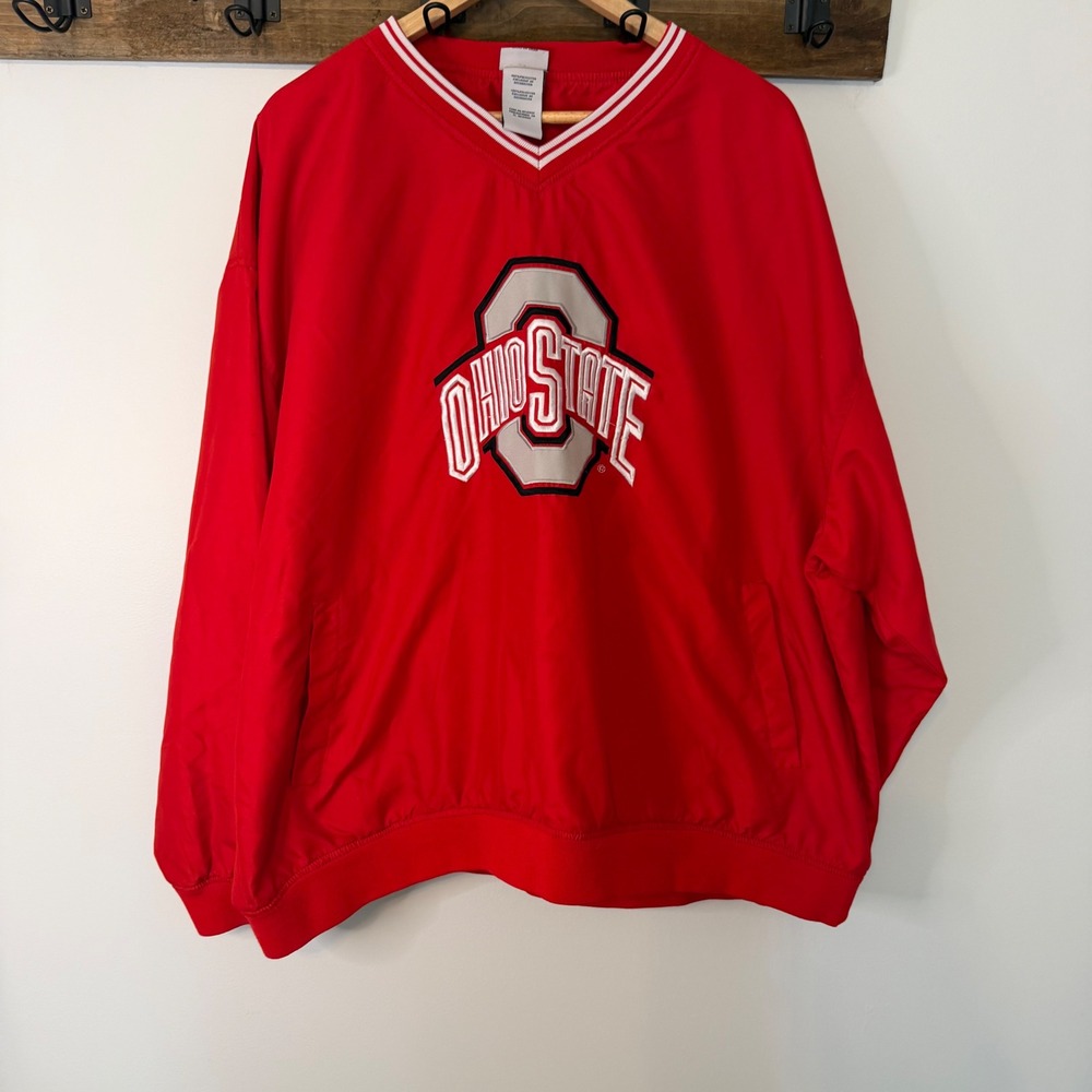 Pro Edge Ohio State Buckeyes V-Neck Windbreaker Pullover Red Mens 2XL